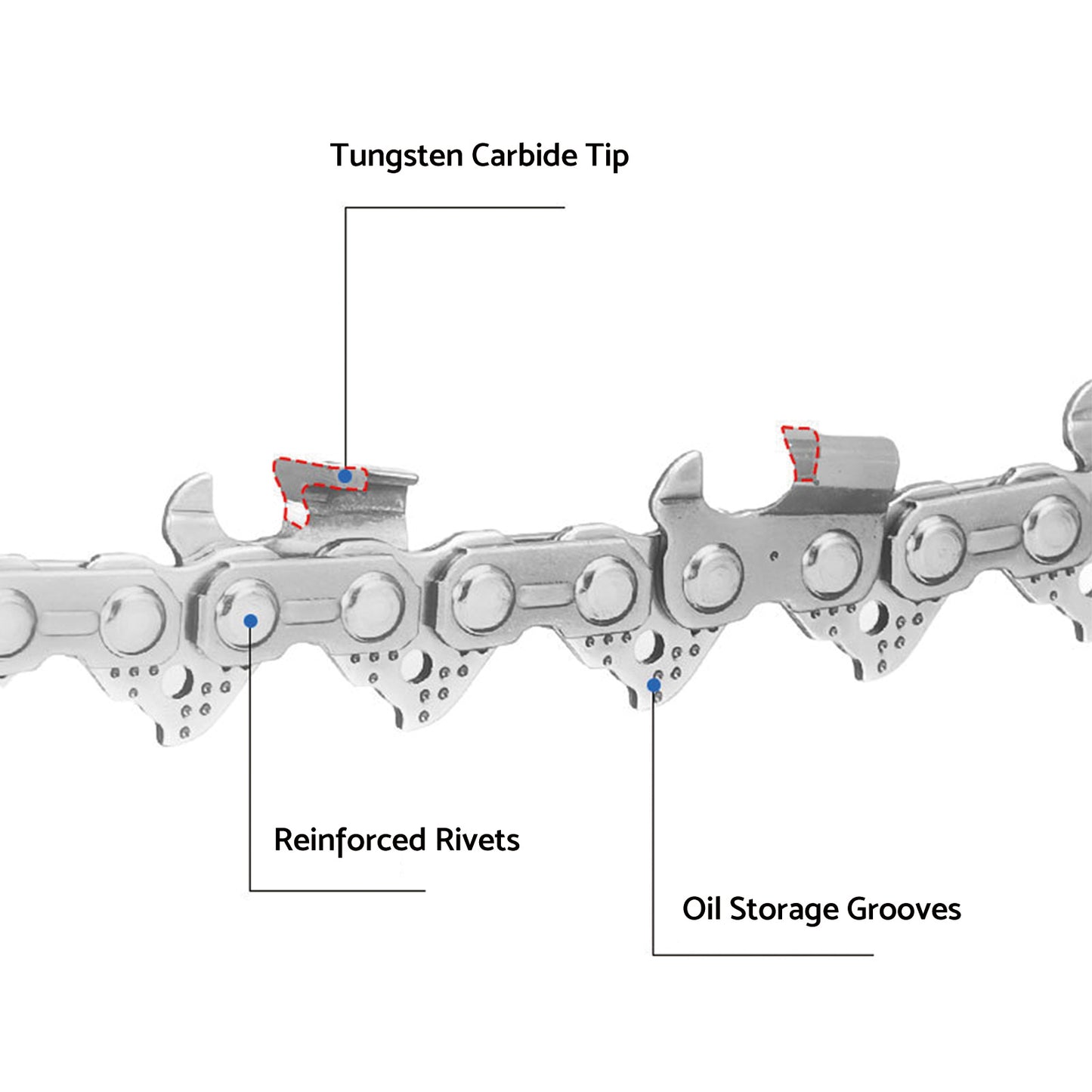 {{ 1x Tungsten Carbide Chainsaw Chain .043 3/8LP 56DL Suitable For MS170-MS250 }} - Buy Car Parts Online at {{ Kaka Auto Parts }}.