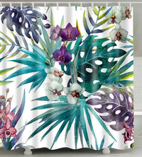 {{ Bathroom Fabric Shower Curtain 12 Hook Set Water Resistant Tropical Plants Panel }} - Buy Car Parts Online at {{ Kaka Auto Parts }}.