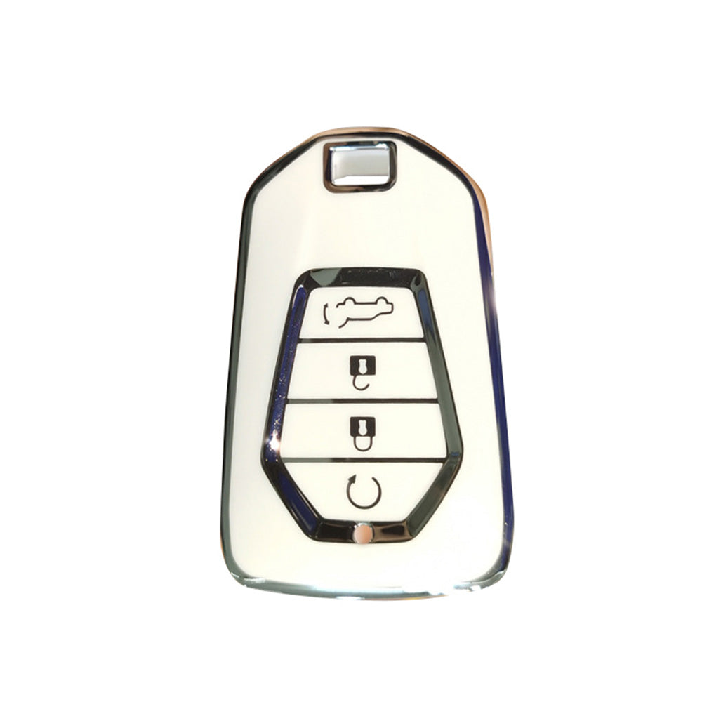 TPU 4-Button Car Remote Key Fob Cover Suitable For Isuzu D-MAX / MU-X MUX White