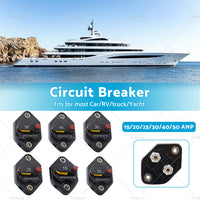 {{ 15/20/25/30/40/50A AMP Circuit Breaker Waterproof 12V 32V DC Manual Reset }} - Buy Car Parts Online at {{ Kaka Auto Parts }}.