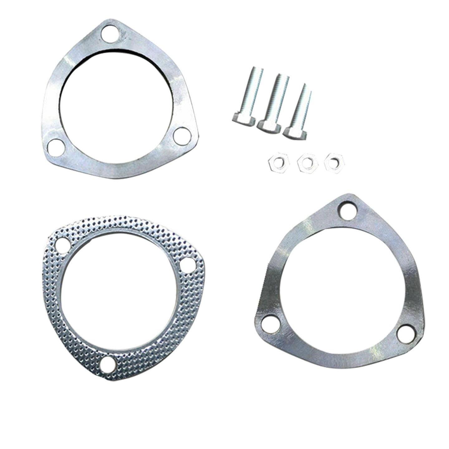 {{ Universal Exhaust Flange Plate Set 304 Stainless Steel 2.5" 63mm 3 Bolt Gasket }} - Buy Car Parts Online at {{ Kaka Auto Parts }}.