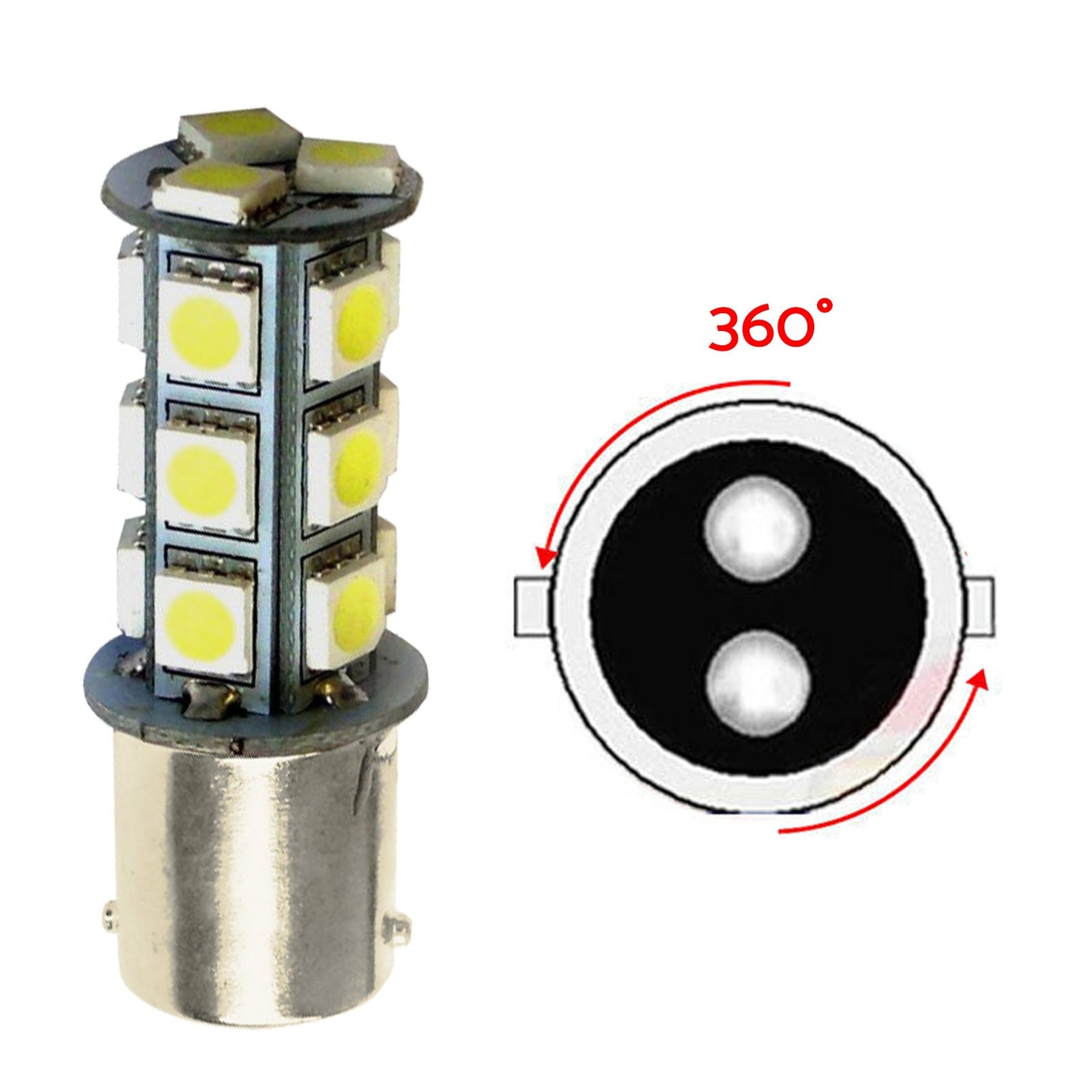 2x 12V BA15D LED 18 SMD Cool White Light Globes Suitable For Caravan Car