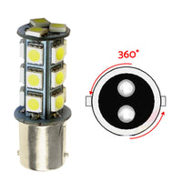 2x 12V BA15D LED 18 SMD Cool White Light Globes Suitable For Caravan Car