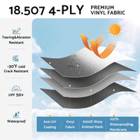 PVC Vinyl Awning Fabric Gray Fade 13-16FT Suitable For RV Caravan Trailer Camper