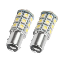 2x 12V BA15D LED White 27 SMD 5050 Indicator Signal Lights Suitable For Caravan & Car