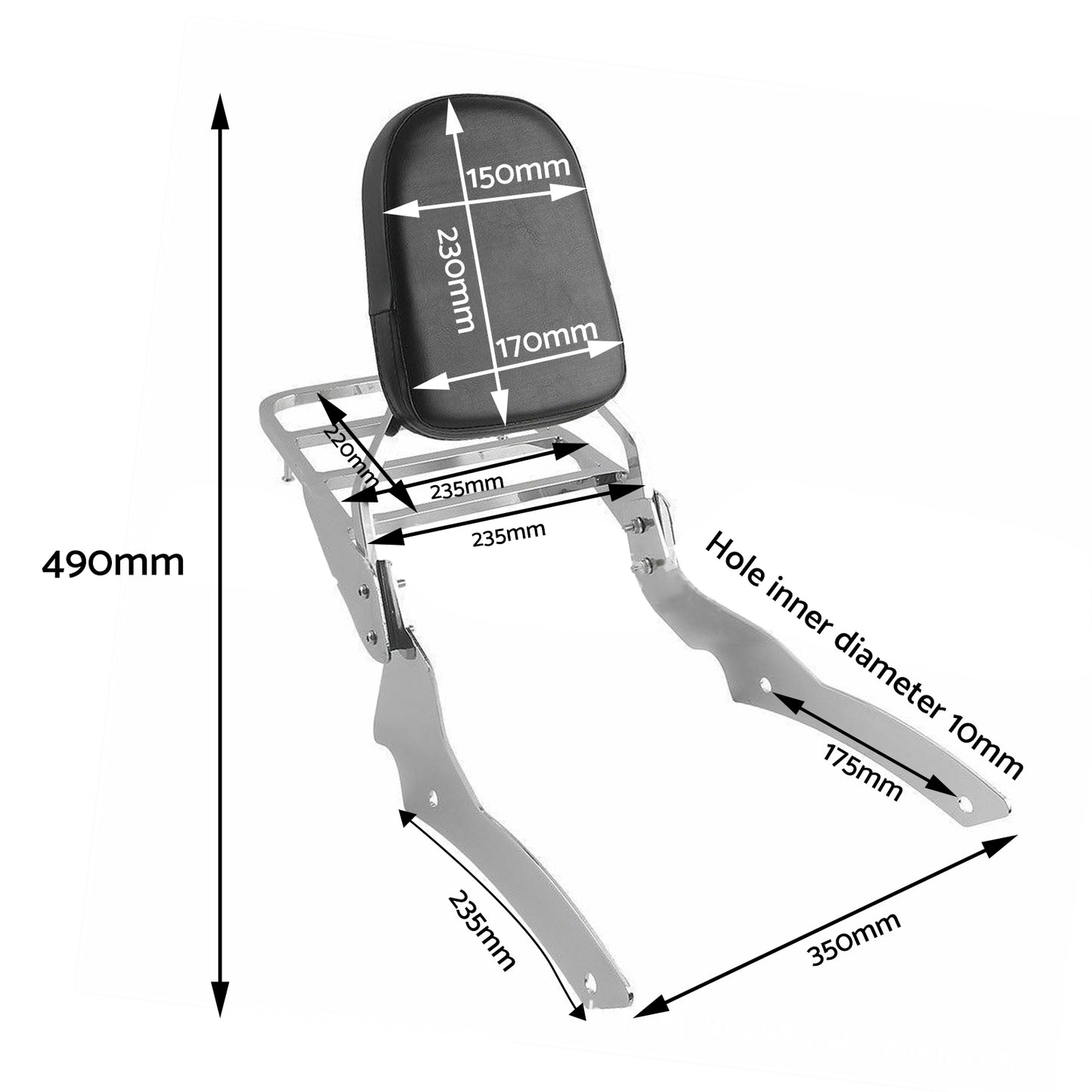 {{ Backrest Sissy Bar Luggage Rack Suitable for Yamaha V-Star 650 Custom XVS650 }} - Buy Car Parts Online at {{ Kaka Auto Parts }}.