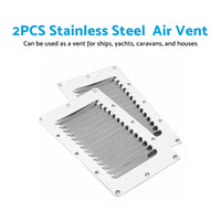 {{ 2 x Stainless Steel Rectangular 14 Louvre Air Vent, Caravan, Boat, Wall Eave }} - Buy Car Parts Online at {{ Kaka Auto Parts }}.
