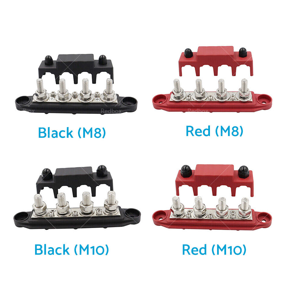 {{ 1x M8 or M10 DC 48V Studs Bus Bar Power Distribution Box Terminal Block Red or Black }} - Buy Car Parts Online at {{ Kaka Auto Parts }}.