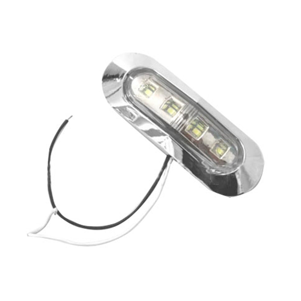 10x White 4-LED Side Marker Clearance Lamps Suitable For Truck / Trailer / Lorry Chrome Housing