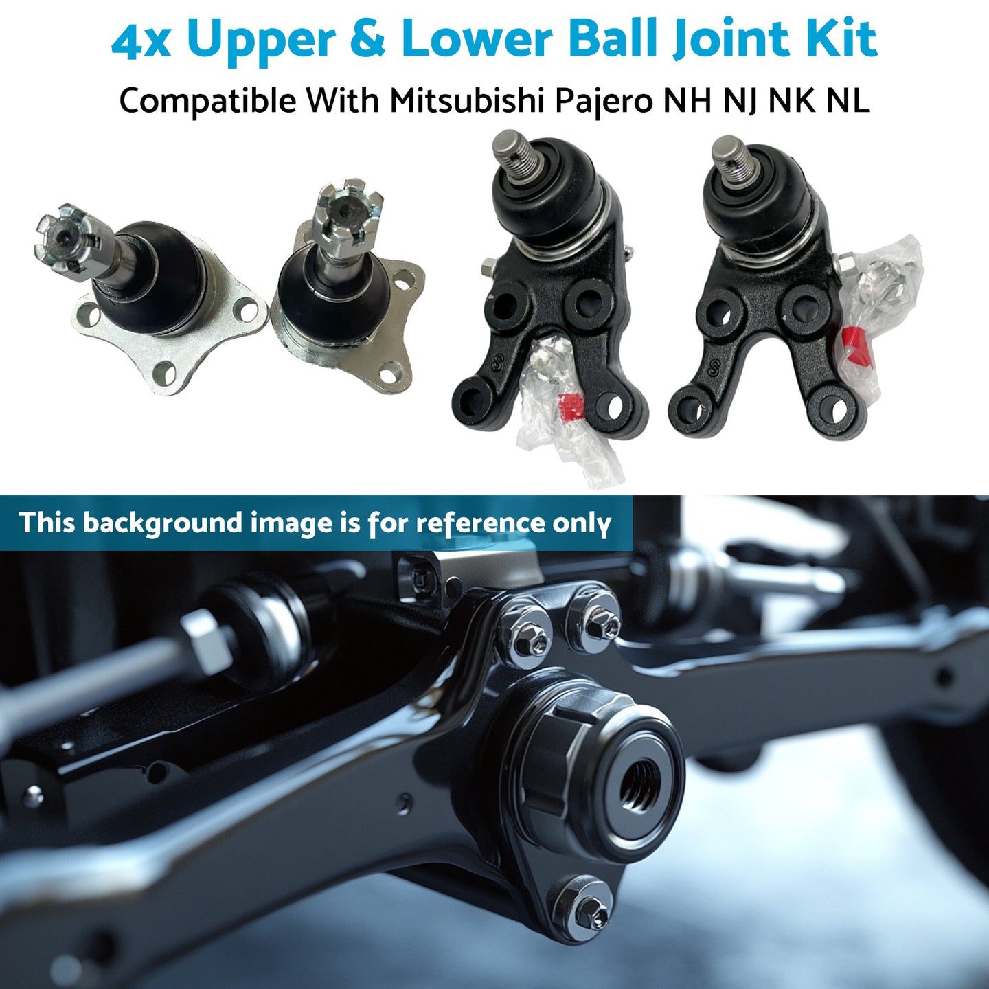 {{ 4x Upper & Lower Ball Joint Kit Suitable for Mitsubishi Pajero NH NJ NK NL 91-00 }} - Buy Car Parts Online at {{ Kaka Auto Parts }}.