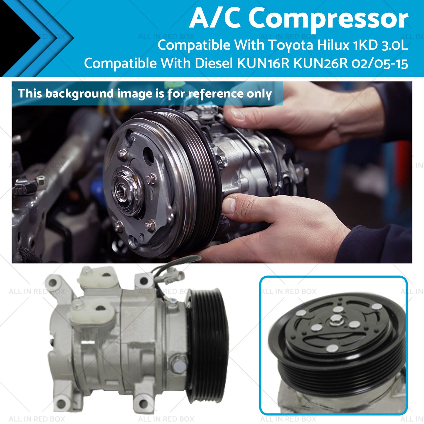 A/C Compressor Suitable For Toyota Hilux 1KD 3.0L Diesel KUN16R / KUN26R 2005-2015
