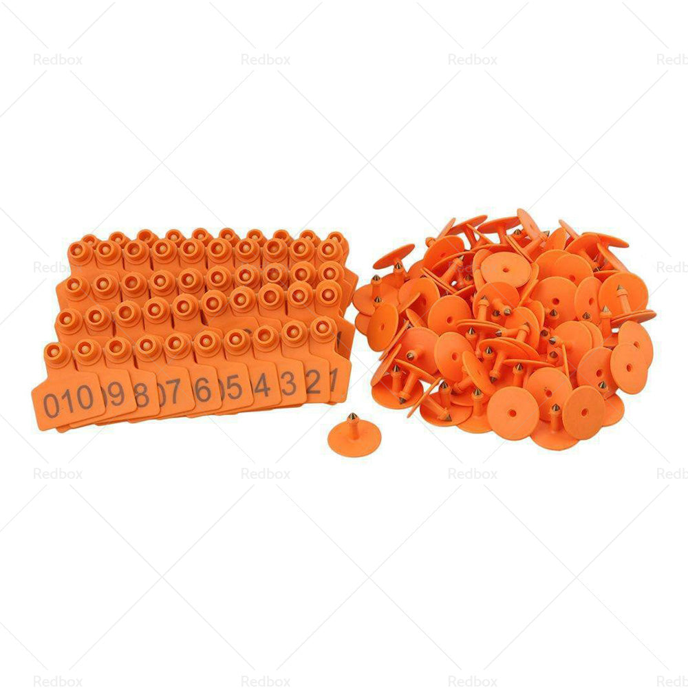 {{ 100x Small 5x4cm Livestock Ear Tags Plastic Numbered for Sheep, Cows, Pigs, Cattle }} - Buy Car Parts Online at {{ Kaka Auto Parts }}.