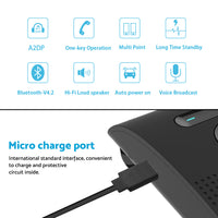 Wireless Car Bluetooth Handsfree Speaker Phone With Sun Visor Clip Black