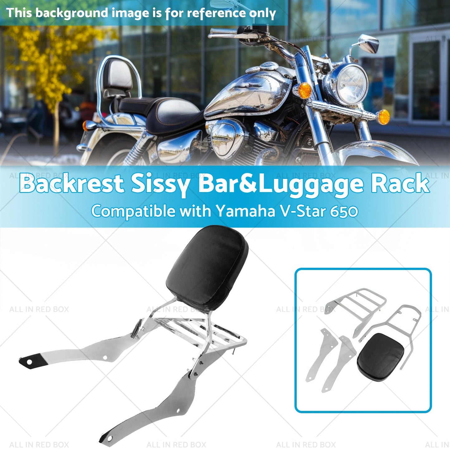 {{ Chrome Backrest Sissy Bar Luggage Rack Suitable for Yamaha Vstar 400 650 98-18 }} - Buy Car Parts Online at {{ Kaka Auto Parts }}.