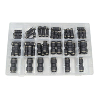 Pneumatic Push In Air Line Hose Quick Connect Kit 50x Suitable For Imperial Nylon Tubing
