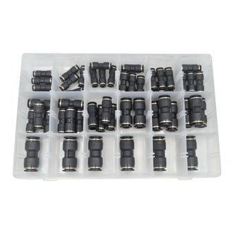 compare product Pneumatic Push In Air Line Hose Quick Connect Kit 50x Suitable For Imperial Nylon Tubing