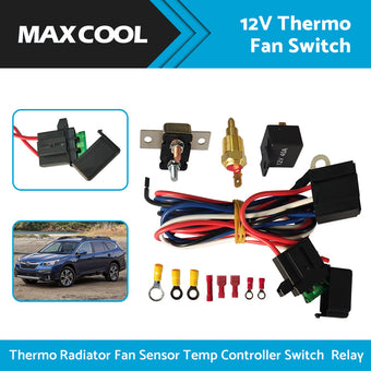 compare product Thermo Radiator Fan Sensor Temp Controller Switch 12V DC Wiring Relay