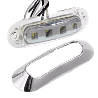 10x White 4-LED Side Marker Clearance Lamps Suitable For Truck / Trailer / Lorry Chrome Housing