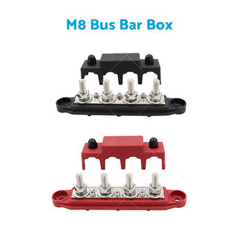 compare product 2x M8 4-Post 250A DC 48V Studs Bus Bar Power Distribution Box Terminal Block Suitable For Heavy Duty Applications