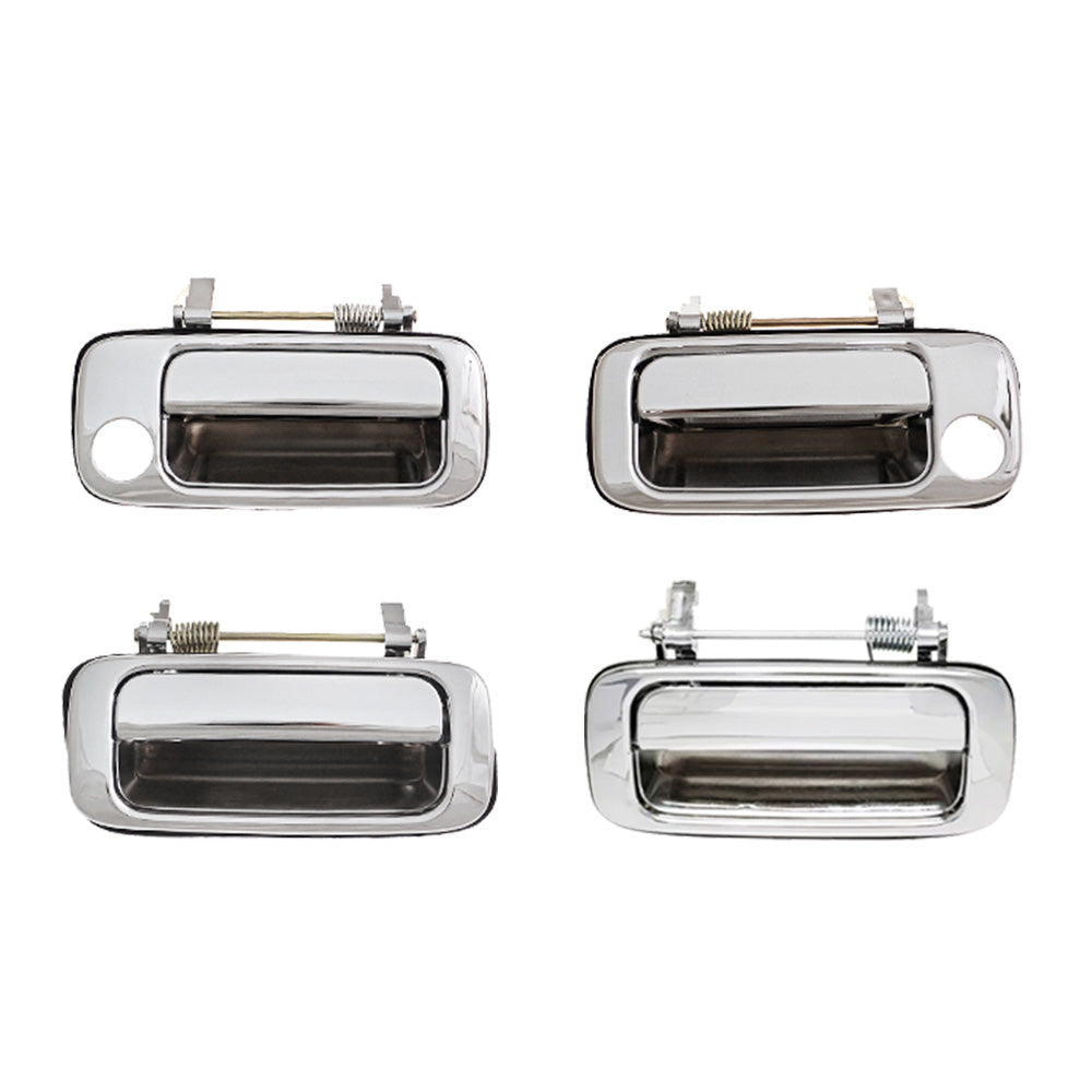 4X Chrome FRONT REAR OUTER Door Handle Suitable For Toyota Landcruiser 80 Series