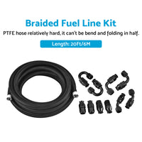 {{ 8AN E85 Stainless Steel Braided PTFE Fuel Line Hose Swivel Fittings Kit 20FT 6M }} - Buy Car Parts Online at {{ Kaka Auto Parts }}.