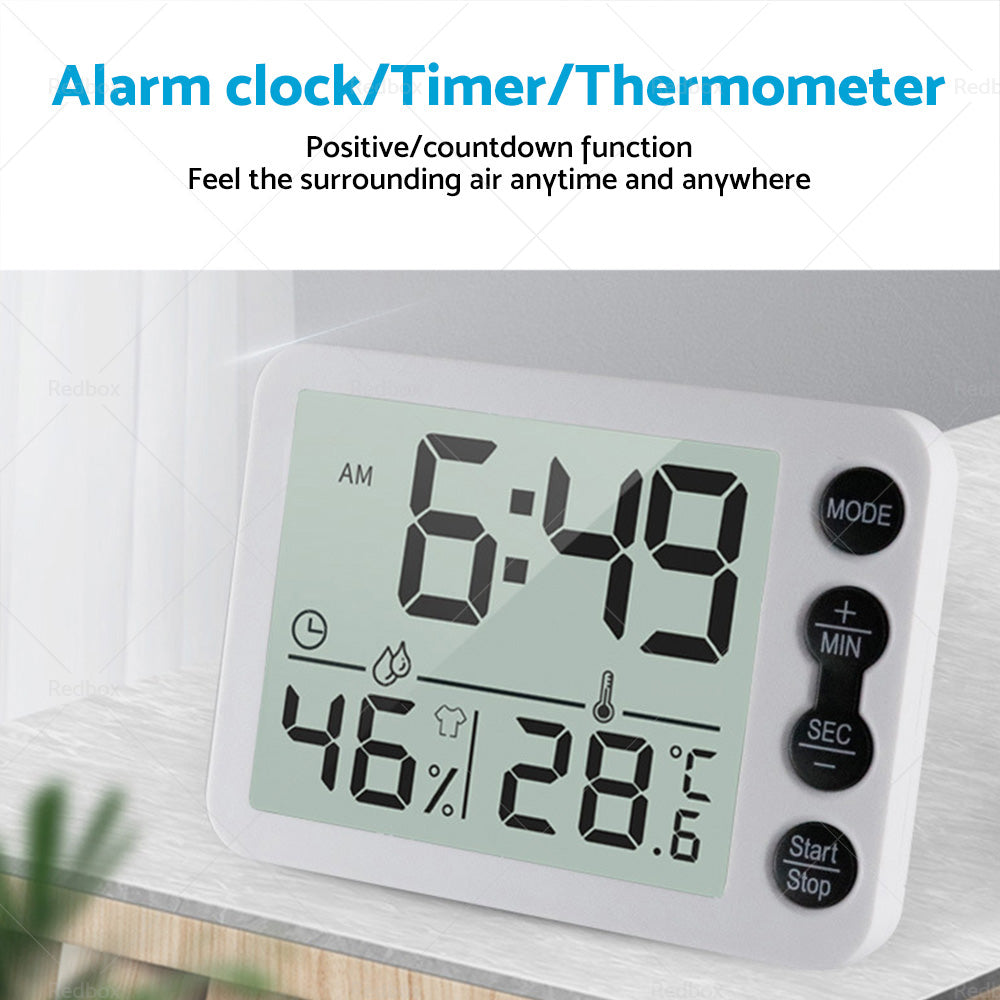 {{ Small Mini Digital Clock Temperature 鈩 Alarm Travel LCD LED Battery Black White }} - Buy Car Parts Online at {{ Kaka Auto Parts }}.