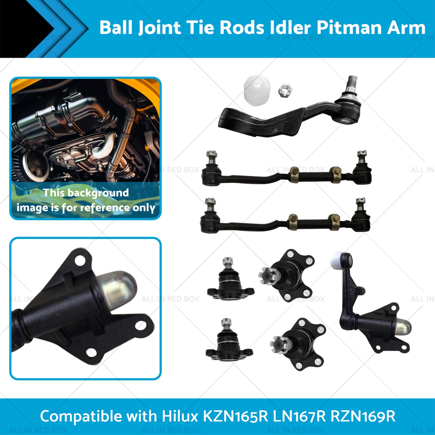 {{ Ball Joint Tie Rods Idler Pitman Arm Suitable for Hilux LN167R RZN169R KZN165R }} - Buy Car Parts Online at {{ Kaka Auto Parts }}.