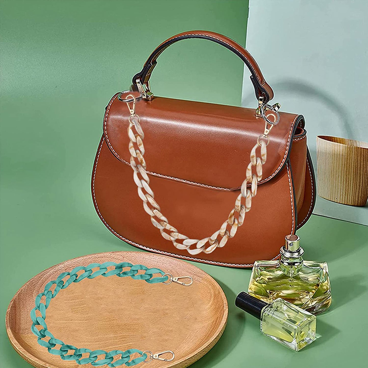 2PCS Resin Purse Chain Handle Acrylic Bag Strap Detachable Purse Clutches Handle