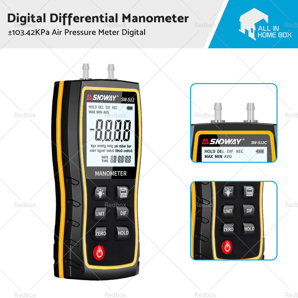 {{ Digital Differential Manometer 隆脌103. 42KPa Air Pressure Meter Digital }} - Buy Car Parts Online at {{ Kaka Auto Parts }}.