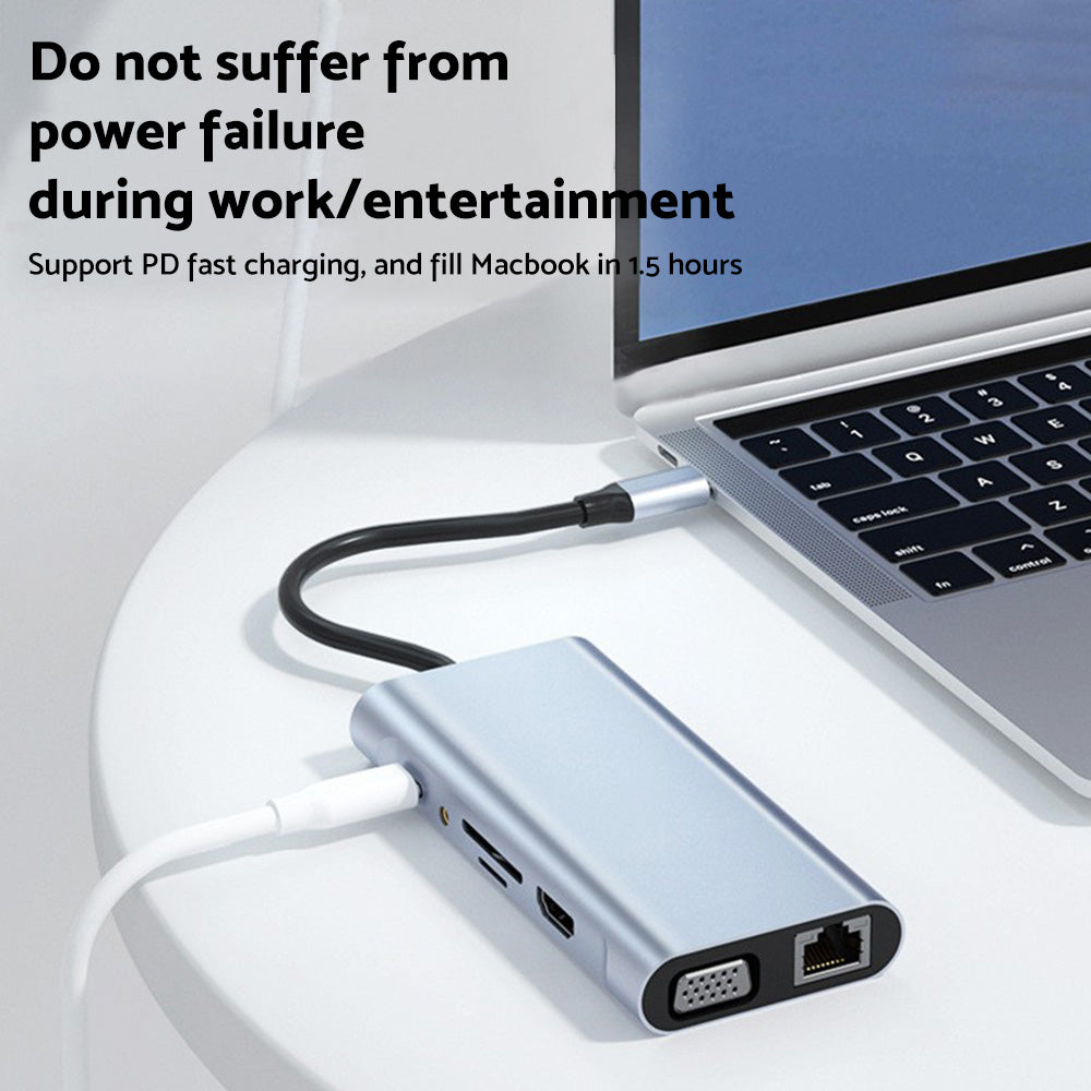 11-in-1 USB-C Hub Adapter with HDMI and USB 3.0 Ports Suitable For MacBook Pro & iPad Pro