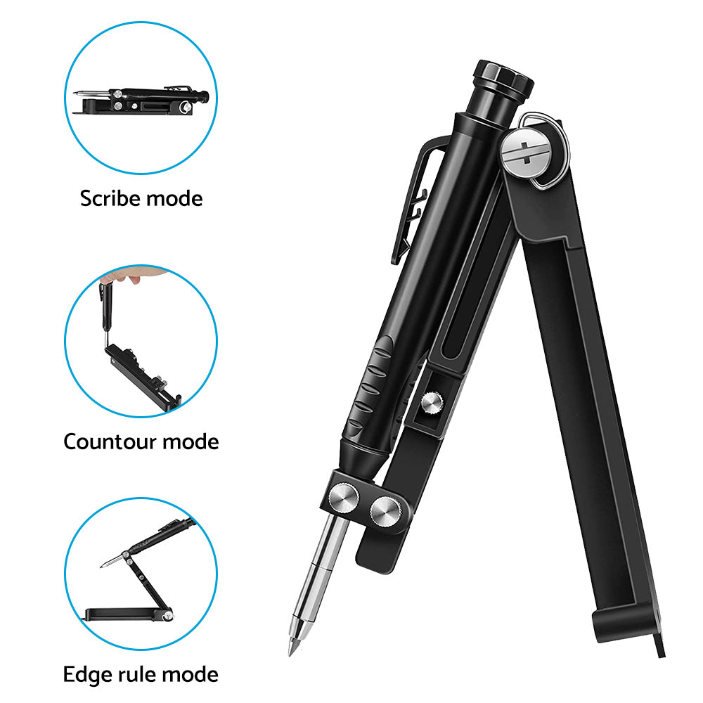 Multi-Function Scribing Tool Suitable For Construction and Precise Woodworking with 6x Pencils