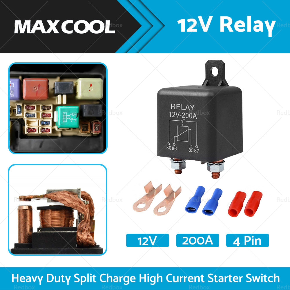 {{ 12V DC 200A Car Relay Heavy Duty Split Charge High Current 4Pin Starter Switch }} - Buy Car Parts Online at {{ Kaka Auto Parts }}.