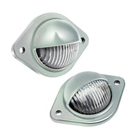 2x 12V LED Number Plate Lights Chrome Suitable For Car, Trailer, Truck, Caravan, Van & Boat