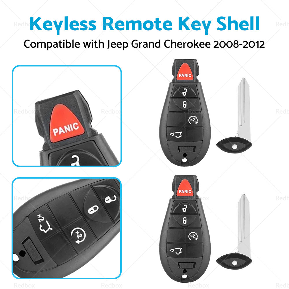 {{ 2x Keyless Remote Key Fob Shell Suitable For Jeep Grand Cherokee 2008-2012 }} - Buy Car Parts Online at {{ Kaka Auto Parts }}.