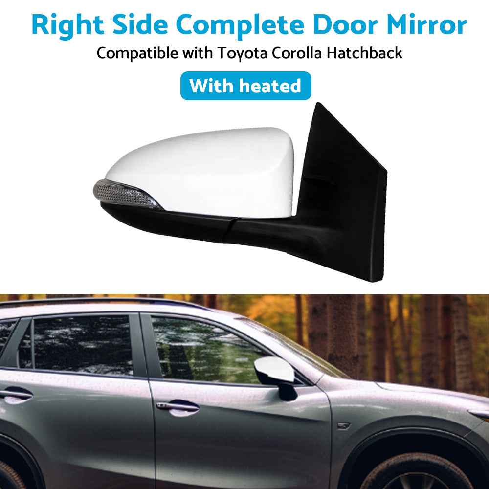 {{ Door Mirror Suitable for Toyota Corolla ZRE182 12-18 Hatch Right White Heated }} - Buy Car Parts Online at {{ Kaka Auto Parts }}.