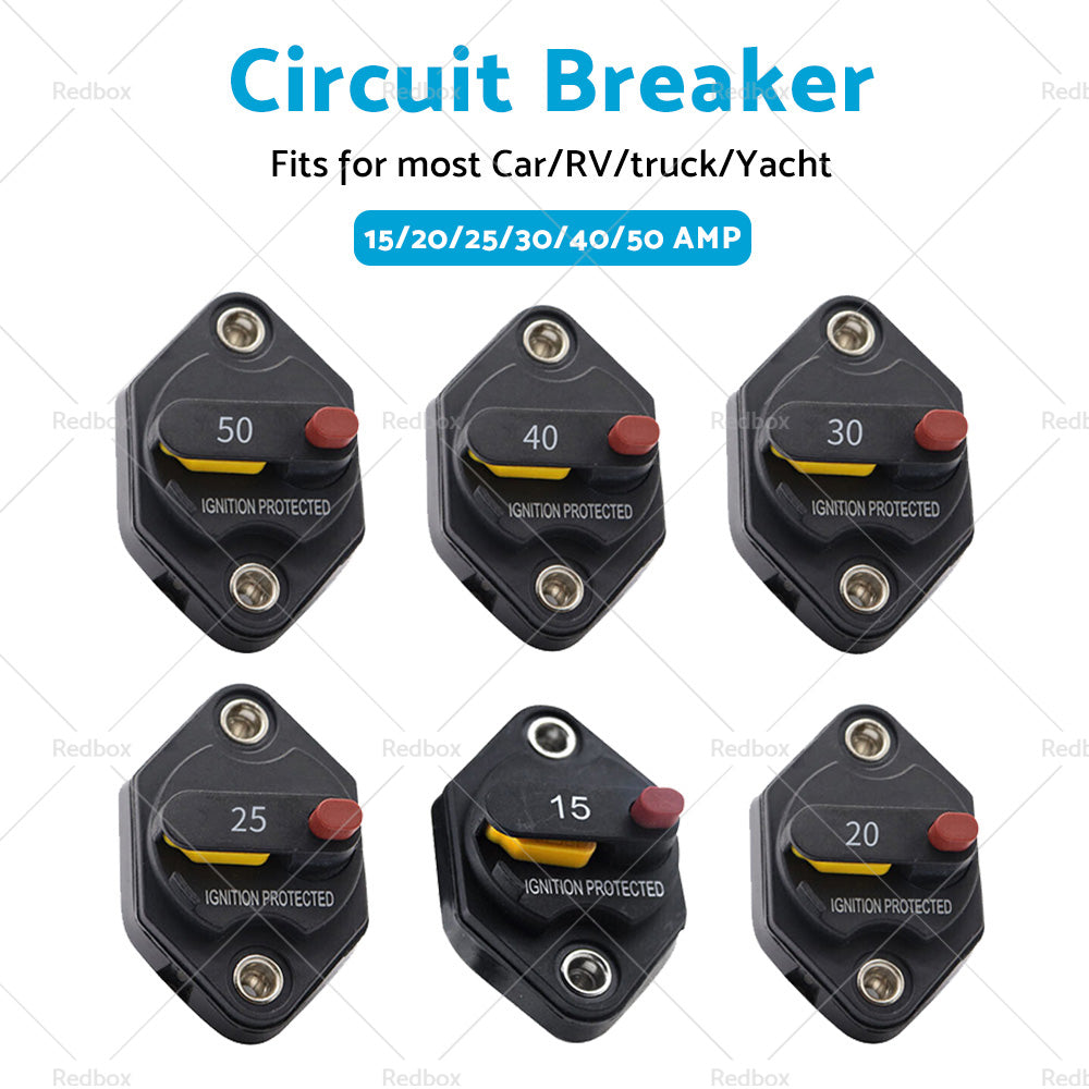 {{ 15/20/25/30/40/50A AMP Circuit Breaker Waterproof 12V 32V DC Manual Reset }} - Buy Car Parts Online at {{ Kaka Auto Parts }}.