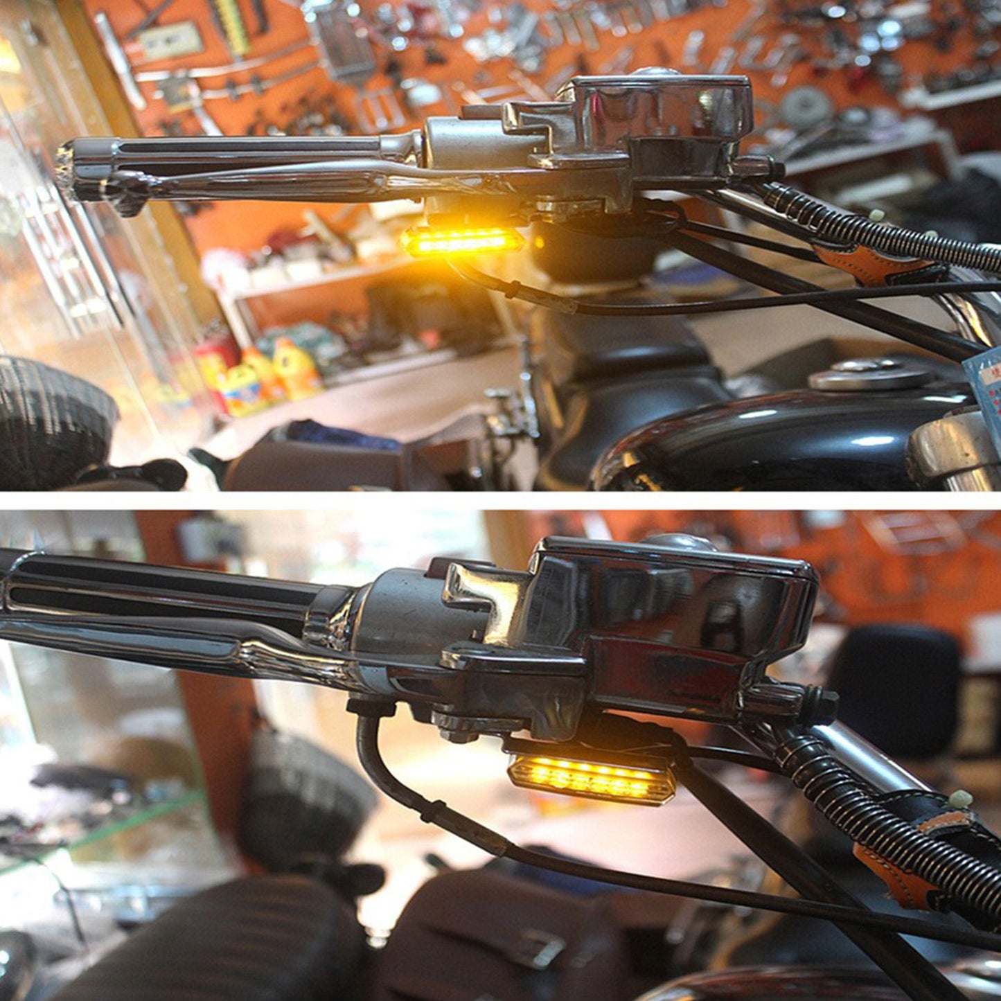 6x LED Mini Motorcycle Front Turn Signal Indicator Amber Light Suitable For Harley & Chopper