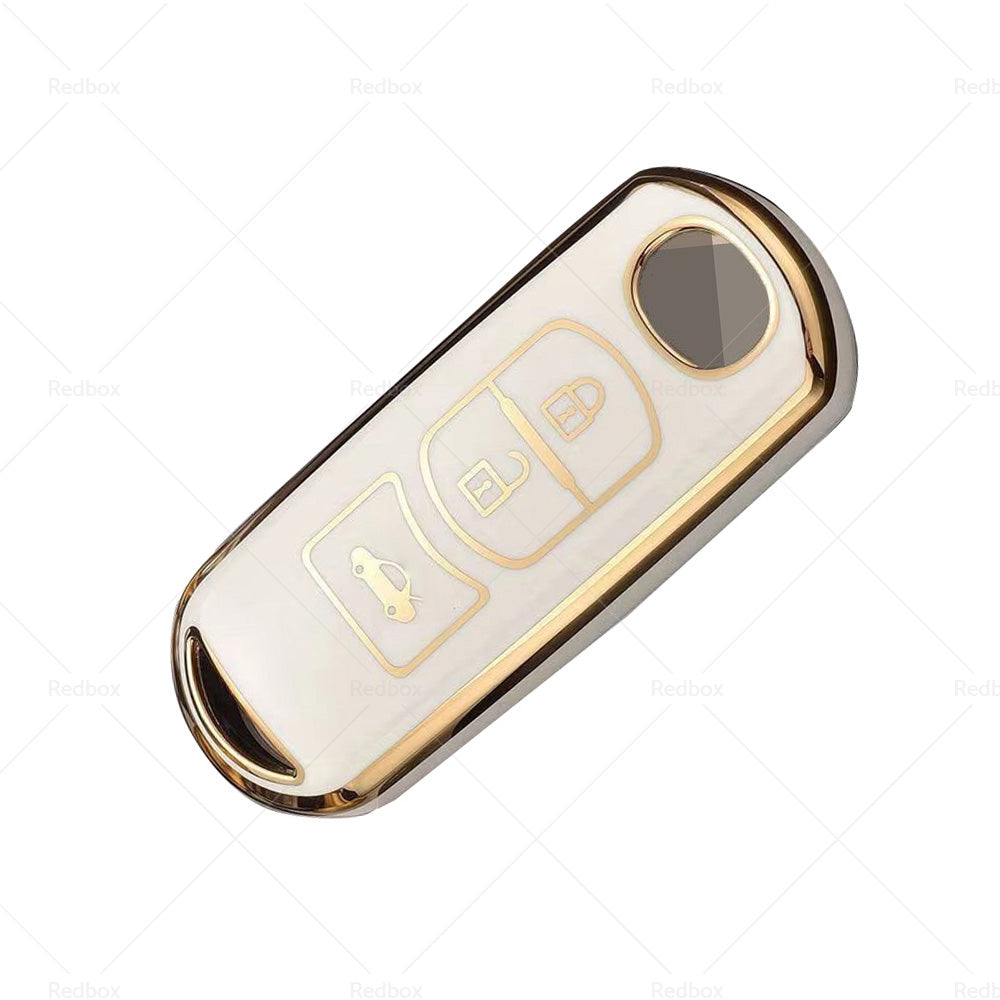 {{ Beige TPU Car Remote Key Fob Case Cover Fits For Mazda 2 3 5 6 CX-3 CX-5 CX-7 }} - Buy Car Parts Online at {{ Kaka Auto Parts }}.