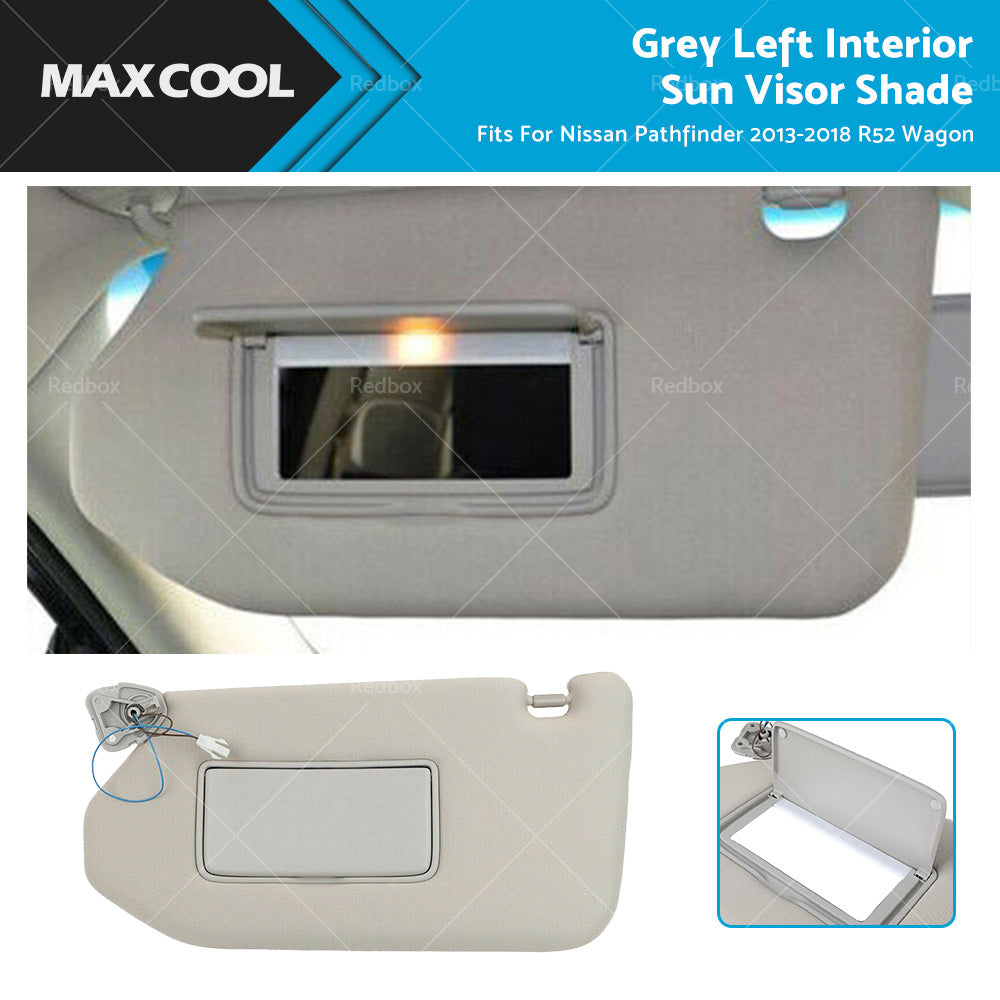 {{ Left Interior Sun Visor Shade Grey Fit For Nissan Pathfinder 2013-2018 R52 Wagon }} - Buy Car Parts Online at {{ Kaka Auto Parts }}.