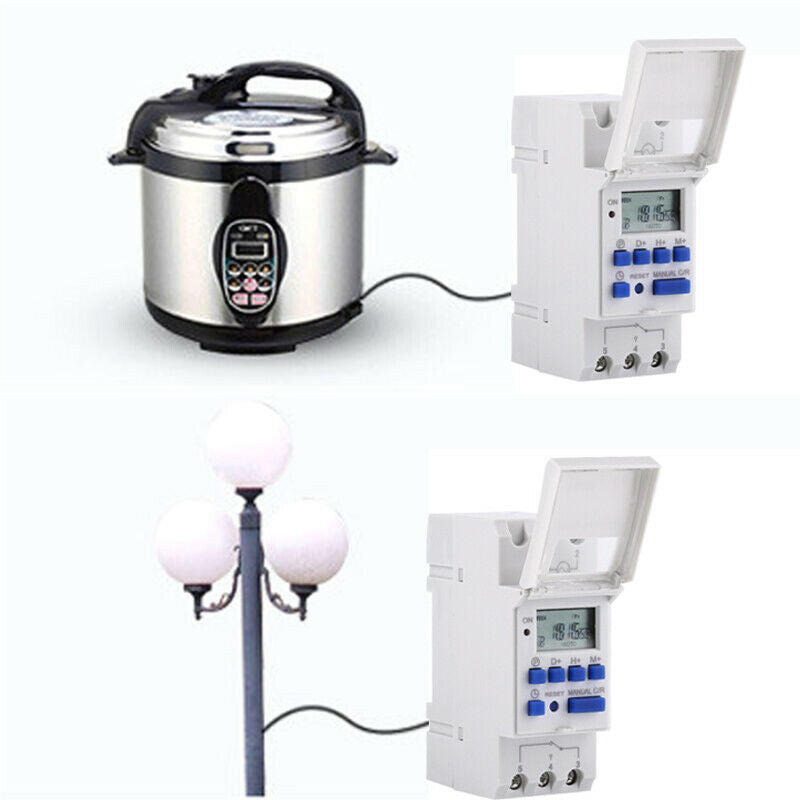 {{ AU Local Digital LCD Power Programmable DIN Rail Timer Time Switch Relay AC 220V }} - Buy Car Parts Online at {{ Kaka Auto Parts }}.