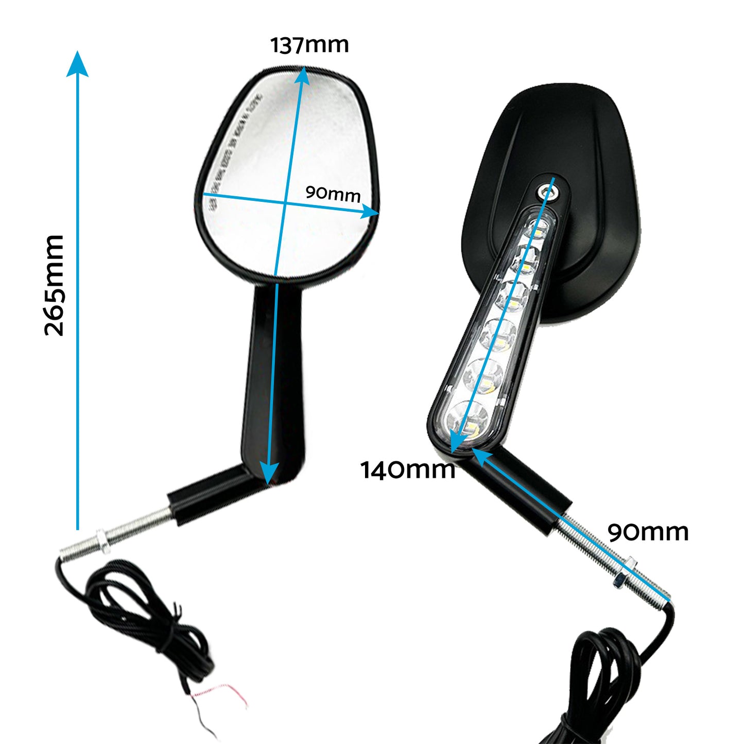 2x Rear View Mirrors LED Turn Signals Muscle Suitablefor Harley Davidson V-Rod