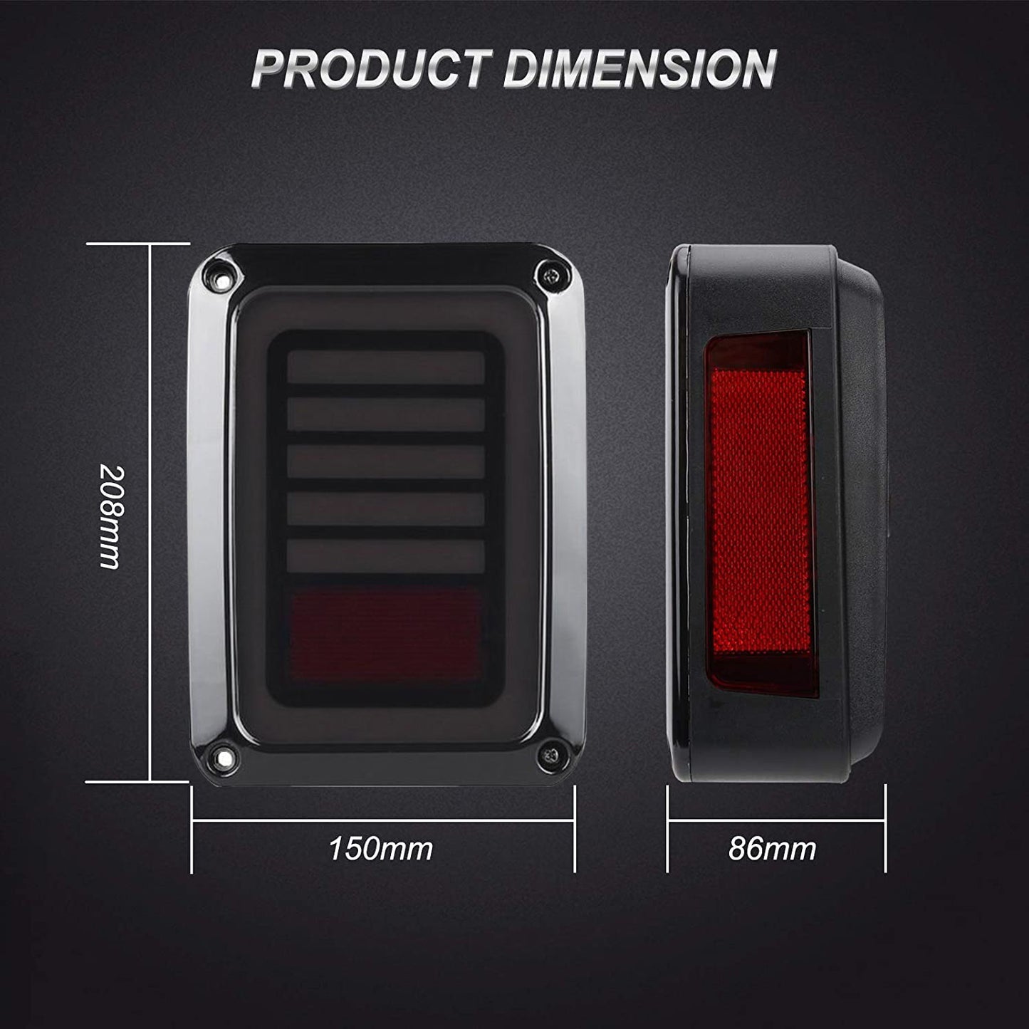 Smoked Black LED Tail Lights Rear Lamp Suitable For Jeep Wrangler JK 2007-2017