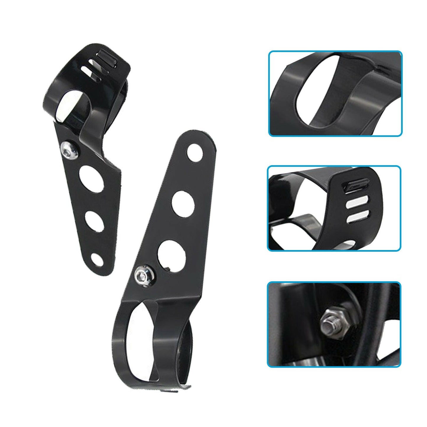 Black Twin Universal Headlight Dual Lamp Suitable For Motorcycle Street Fighter