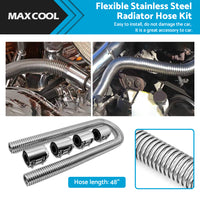 {{ 48inch Flexible Stainless Steel Radiator Hose Kit with Chrome Caps Car Polished }} - Buy Car Parts Online at {{ Kaka Auto Parts }}.