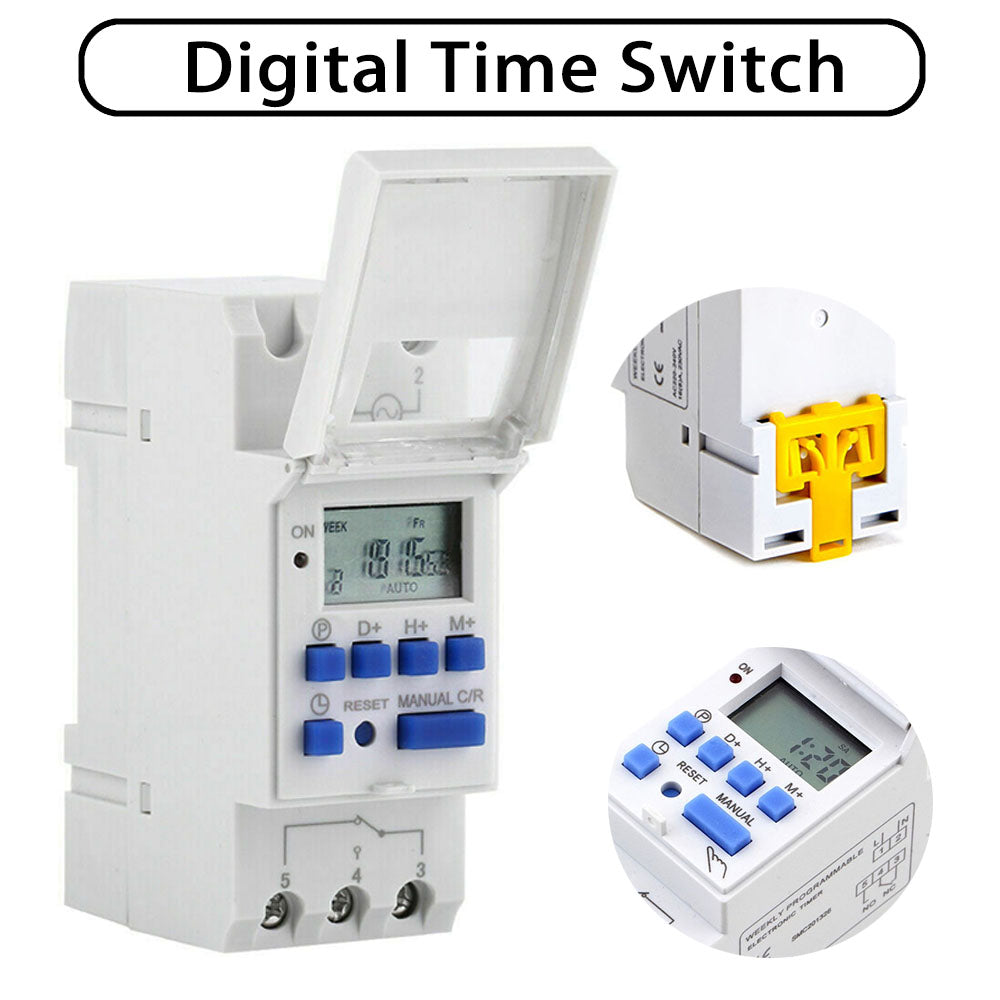 {{ AU Local Digital LCD Power Programmable DIN Rail Timer Time Switch Relay AC 220V }} - Buy Car Parts Online at {{ Kaka Auto Parts }}.