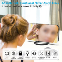 {{ Digital Alarm Clock Mirror LED Display Snooze Function Dim Mode Wall Bedroom }} - Buy Car Parts Online at {{ Kaka Auto Parts }}.