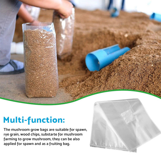 50X Mushroom Growing Bag Breathable Autoclavable Stand Up Tear Resistant Strong