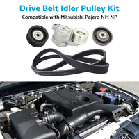 {{ Drive Belt Idler Tensioner Pulley Kit Suitable for Pajero NM NP V6 3. 5L 6G74 }} - Buy Car Parts Online at {{ Kaka Auto Parts }}.