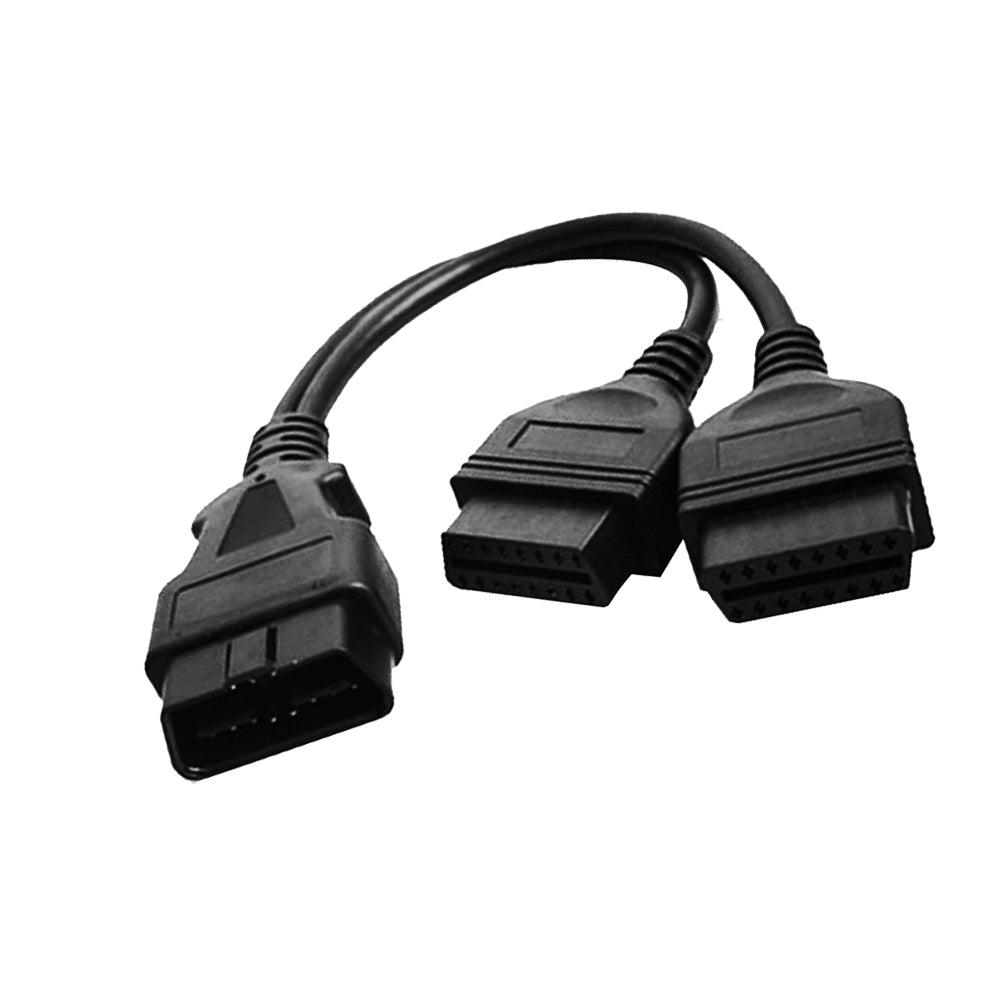 OBD2 16 Pin Splitter Extension Cable Male to Dual Female Y Lead 12 inch / 30 cm