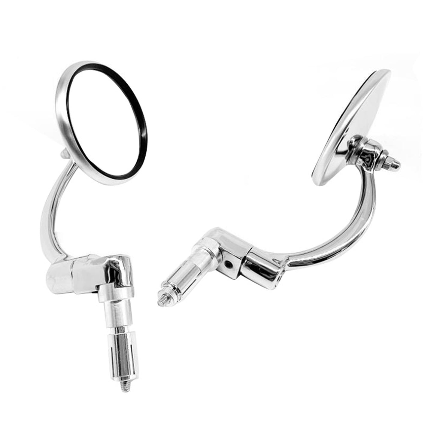 Chrome Round Rearview Bar End Mirror Suitable For Motorcycle / Chopper / Racer
